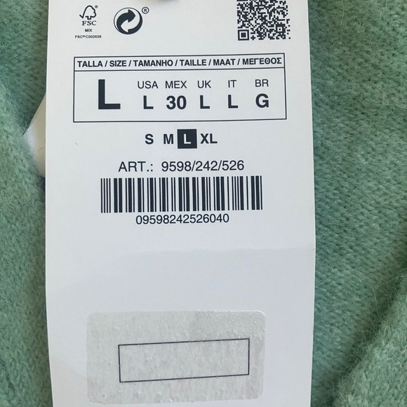 Zara Cardigan Sweater: Mint Green with Pearls; Size Large New with Tags - Picture 5 of 8